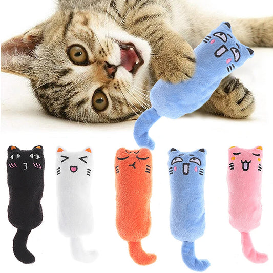 Interactive Cute Cat Toy Funny Plush Mini Teeth Grinding Catnip Squeaky Chewing Toy for Kittens Pet Accessories